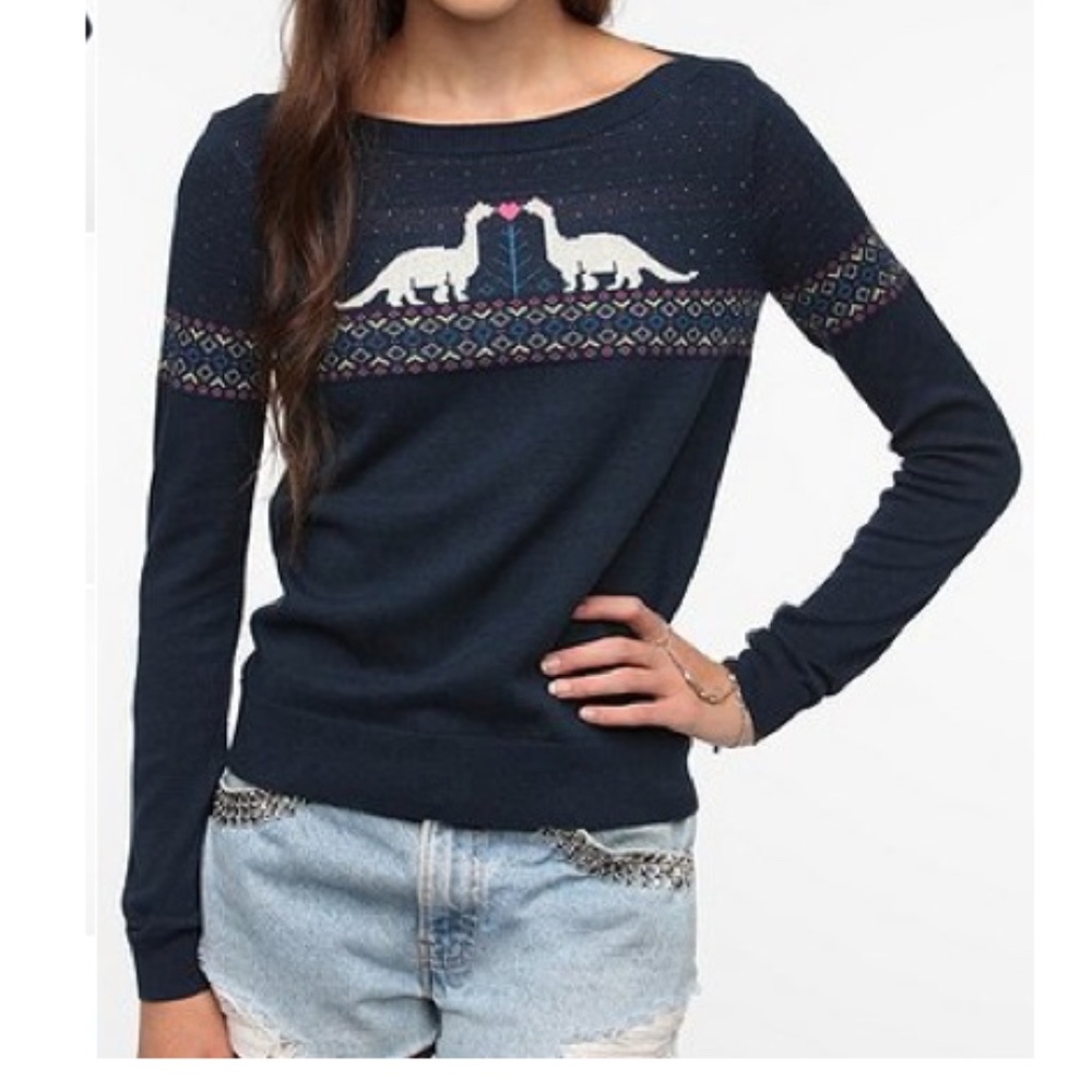 Urban Outfitters Kissing Dinosaur Sweater